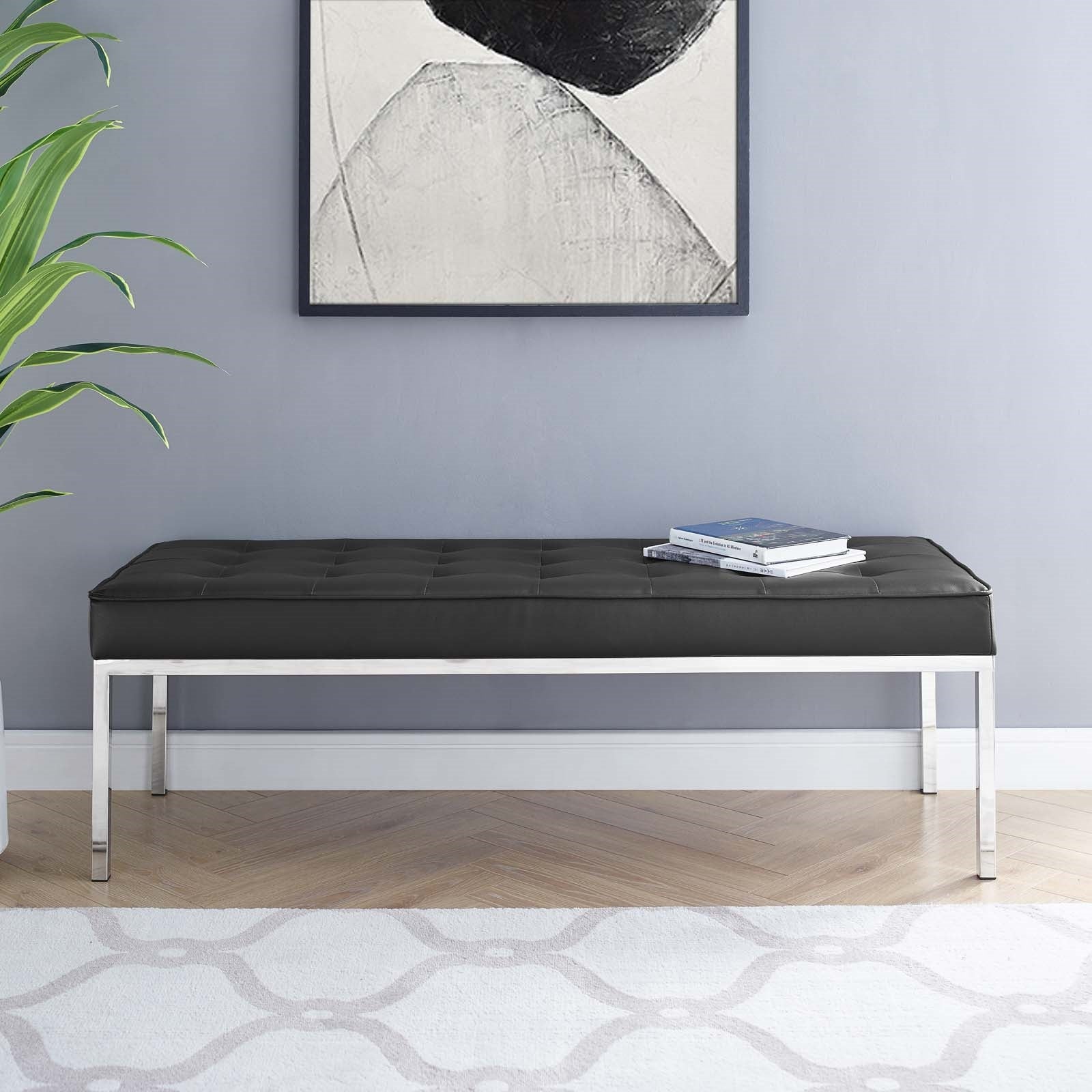 Modway Loft Tufted Button Large Upholstered Faux Leather Bench | Stools & Benches | Modishstore-13