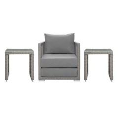 Modway Aura 3 Piece Outdoor Patio Wicker Rattan Set