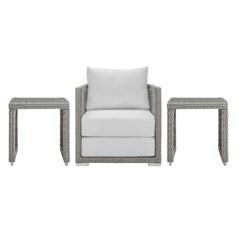Modway Aura 3 Piece Outdoor Patio Wicker Rattan Set