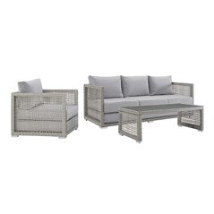 Aura 3 Piece Outdoor Patio Wicker Rattan Set by Modway | Outdoor Sofas, Loveseats & Sectionals | 