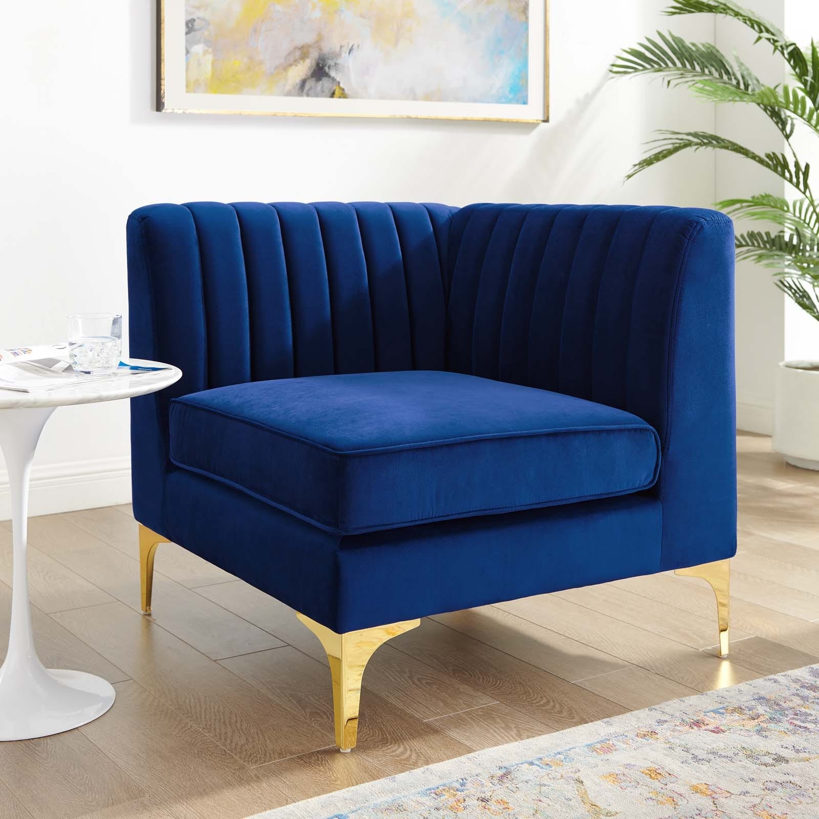Modway Triumph Channel Tufted Performance Velvet Sectional Sofa Corner Chair | Sofas | Modishstore-5