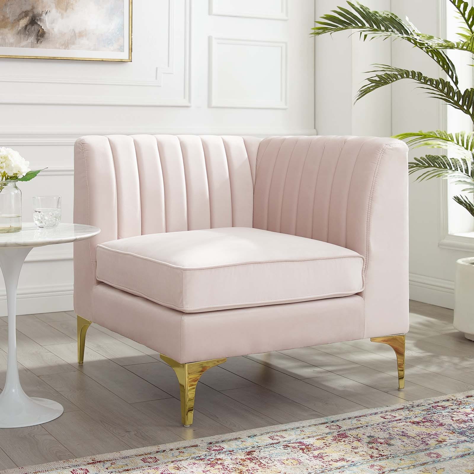 Modway Triumph Channel Tufted Performance Velvet Sectional Sofa Corner Chair | Sofas | Modishstore-8