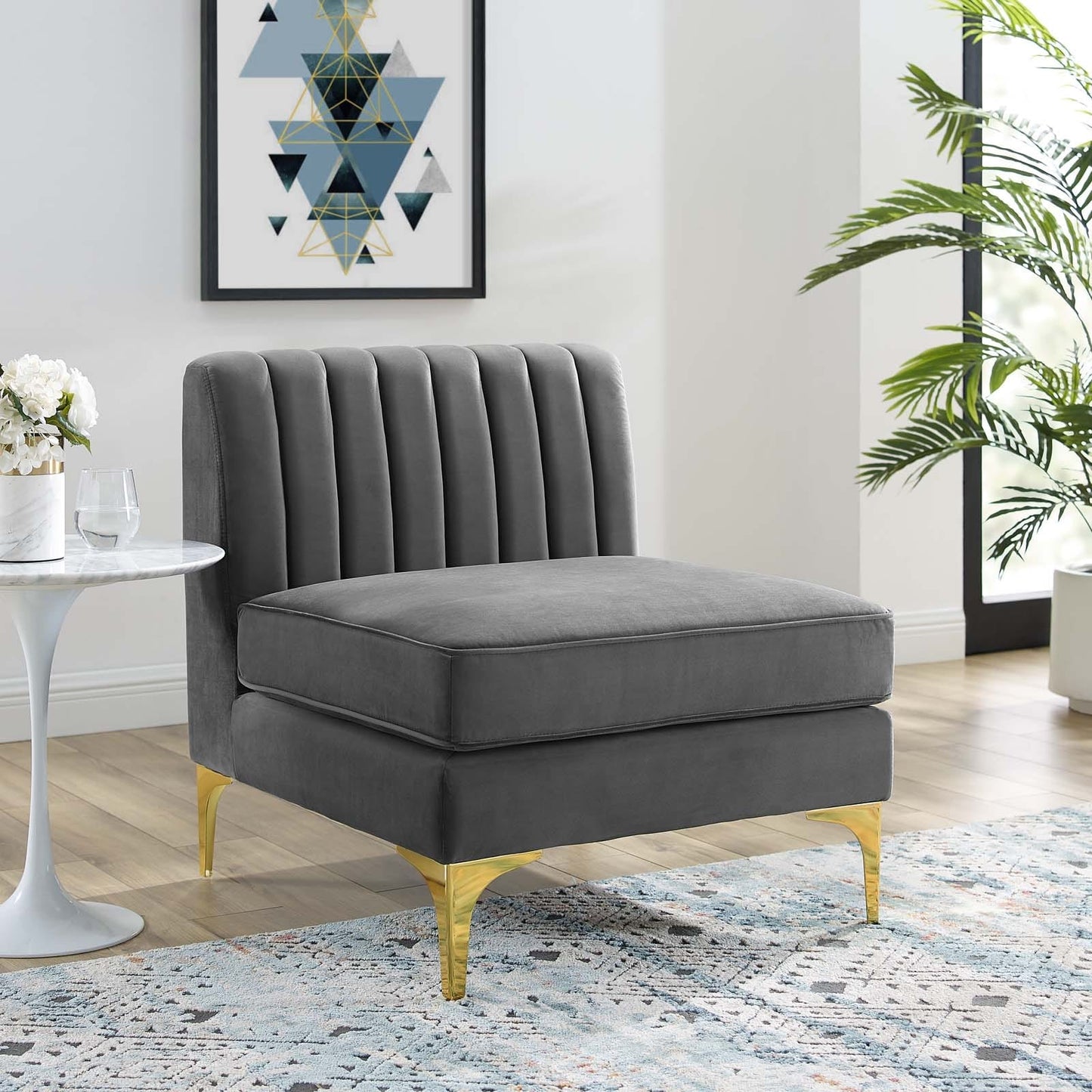 Modway Triumph Channel Tufted Performance Velvet Armless Chair | Accent Chairs | Modishstore