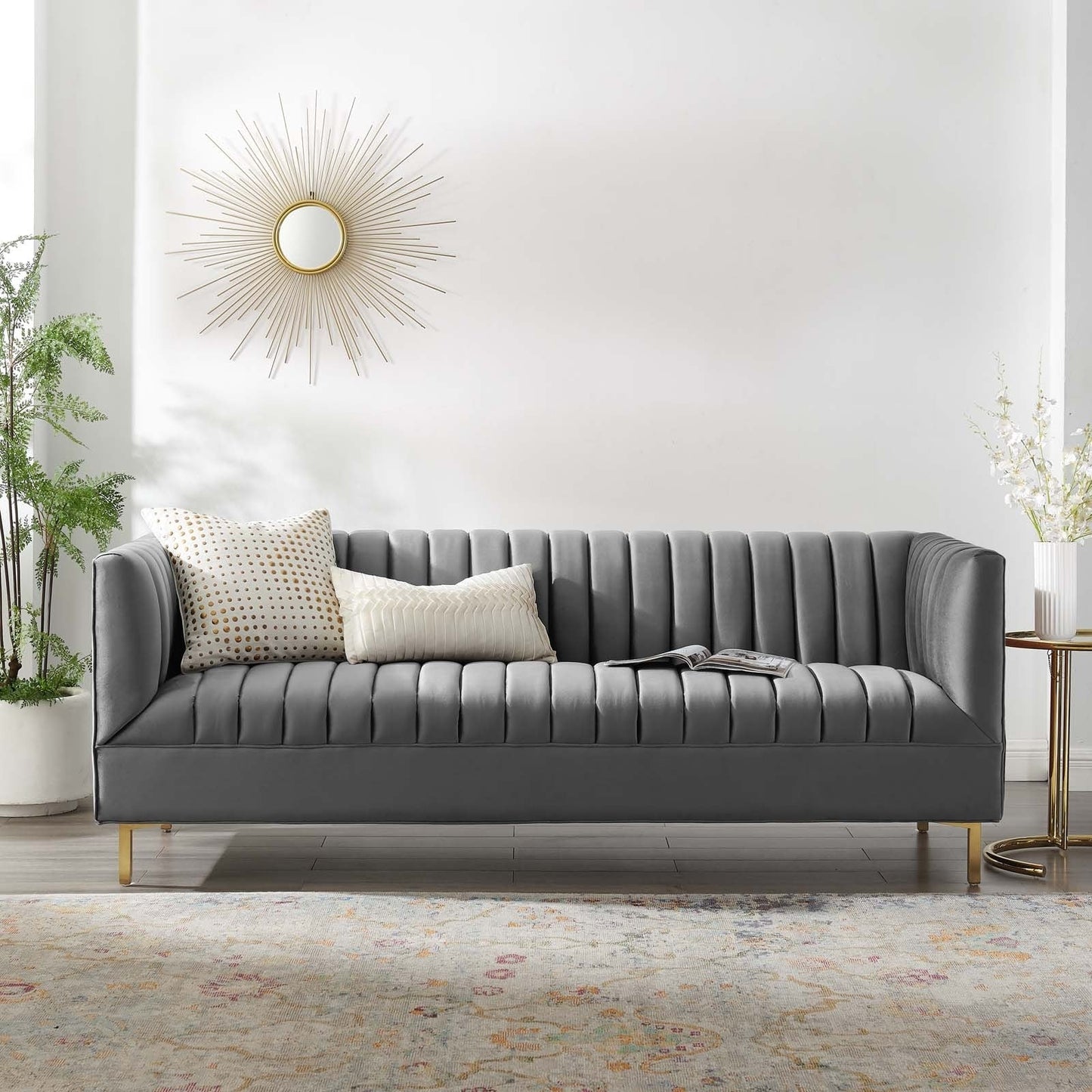 Modway Shift Channel Tufted Performance Velvet Sofa | Sofas | Modishstore-8