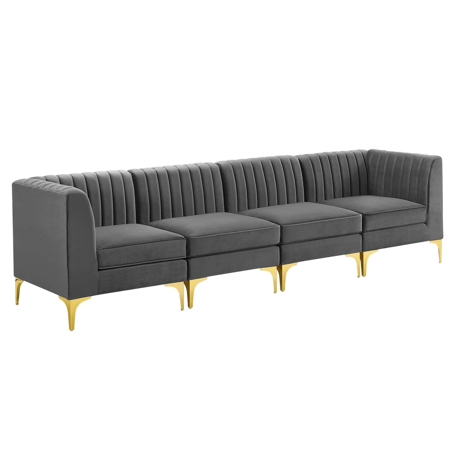 Modway Triumph Channel Tufted Performance Velvet 4-Seater Sofa | Sofas | Modishstore-2