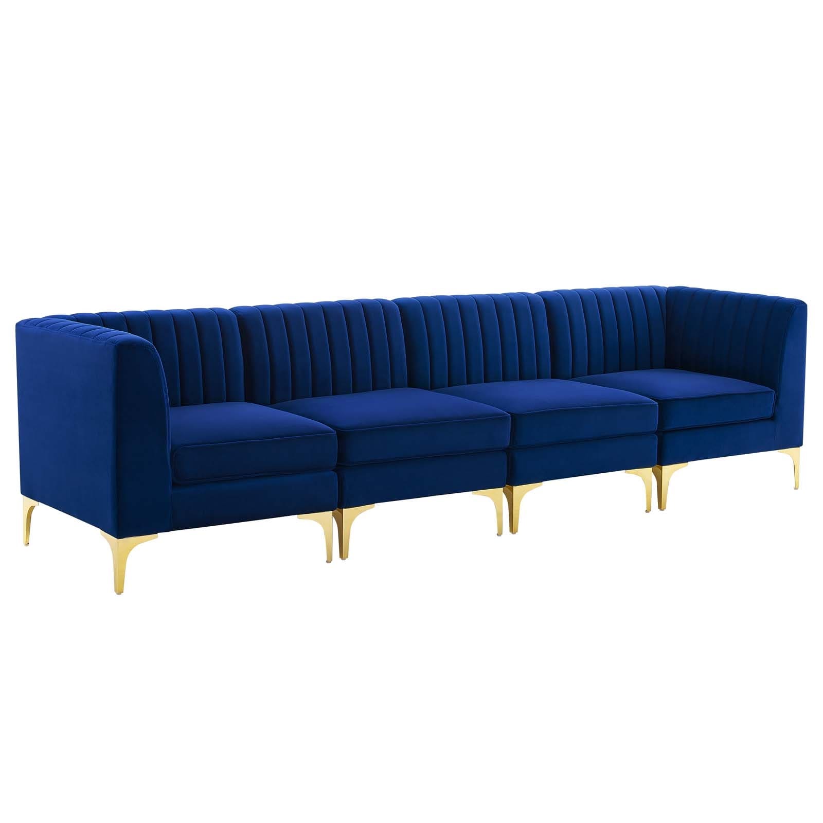 Modway Triumph Channel Tufted Performance Velvet 4-Seater Sofa | Sofas | Modishstore-10