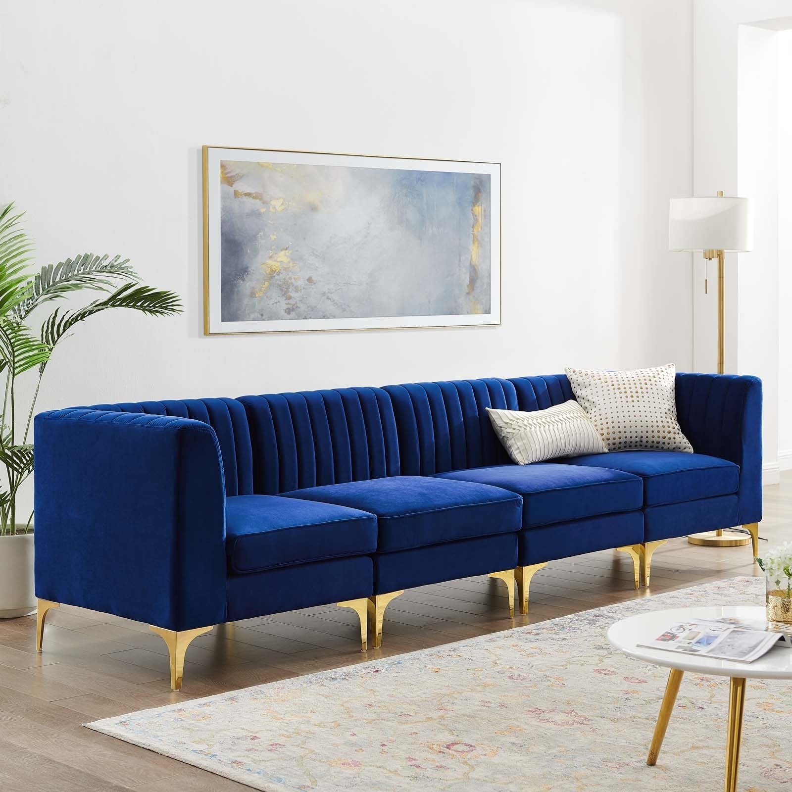 Modway Triumph Channel Tufted Performance Velvet 4-Seater Sofa | Sofas | Modishstore-9