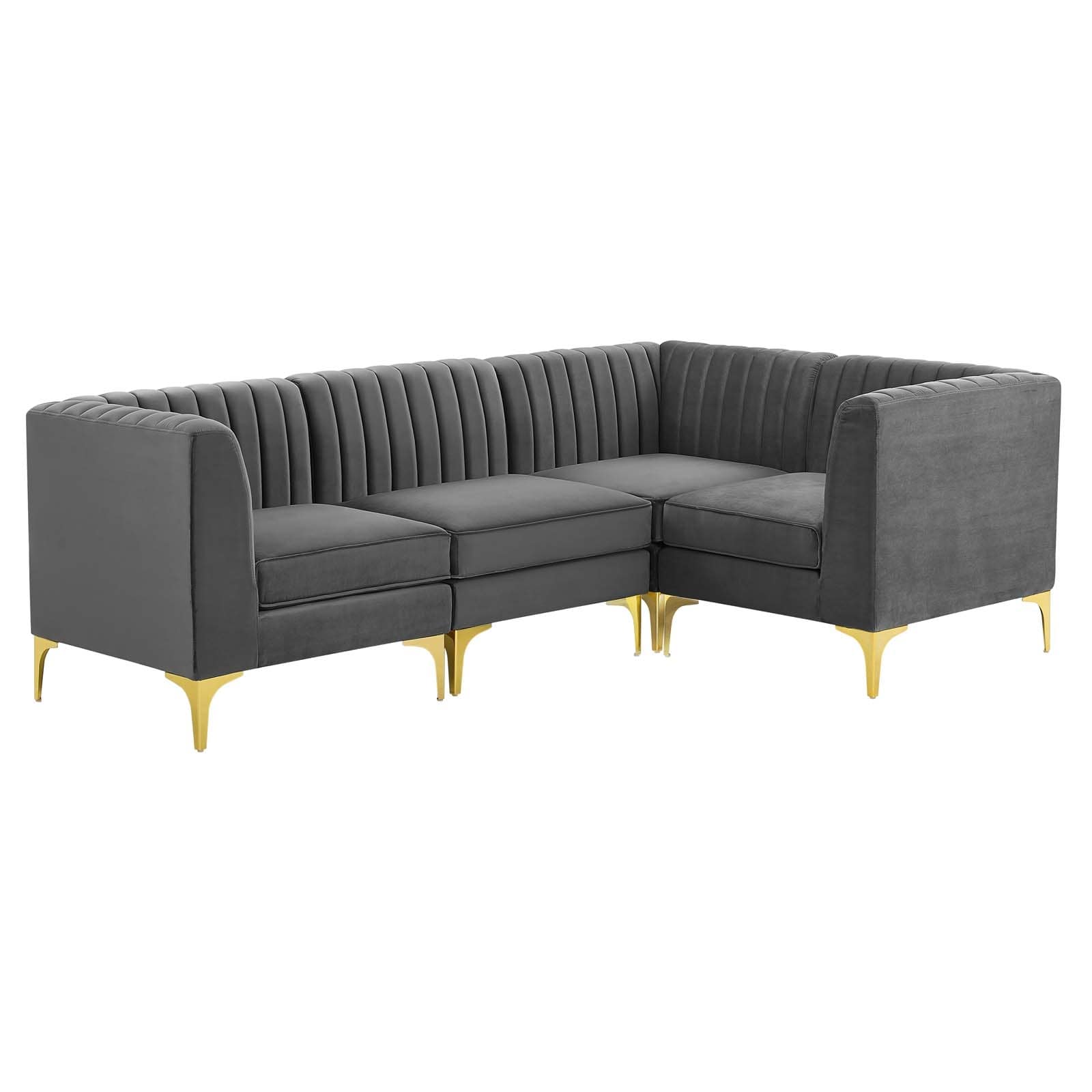 Modway Triumph Channel Tufted Performance Velvet 4-Piece Sectional Sofa | Sofas | Modishstore-3