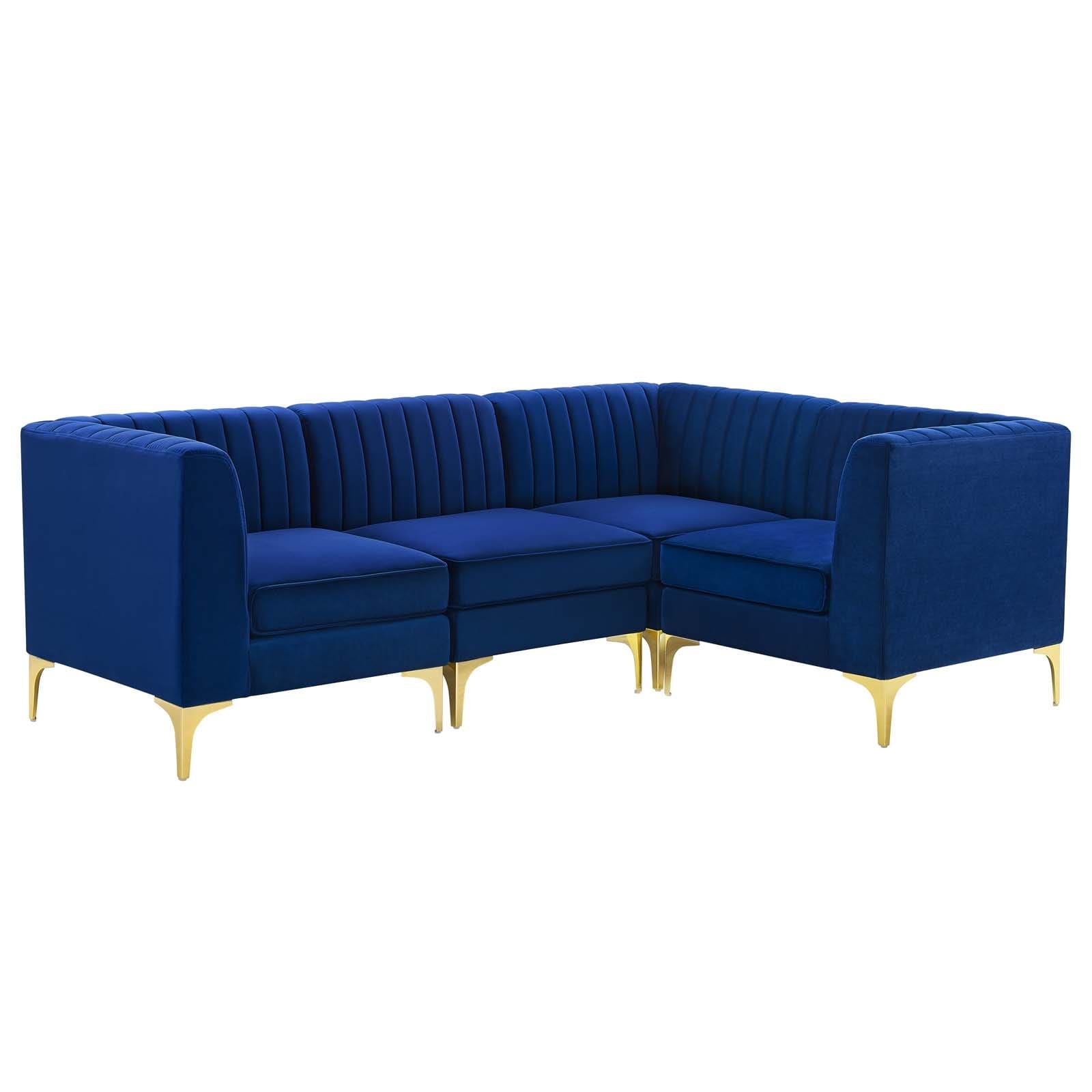 Modway Triumph Channel Tufted Performance Velvet 4-Piece Sectional Sofa | Sofas | Modishstore-11
