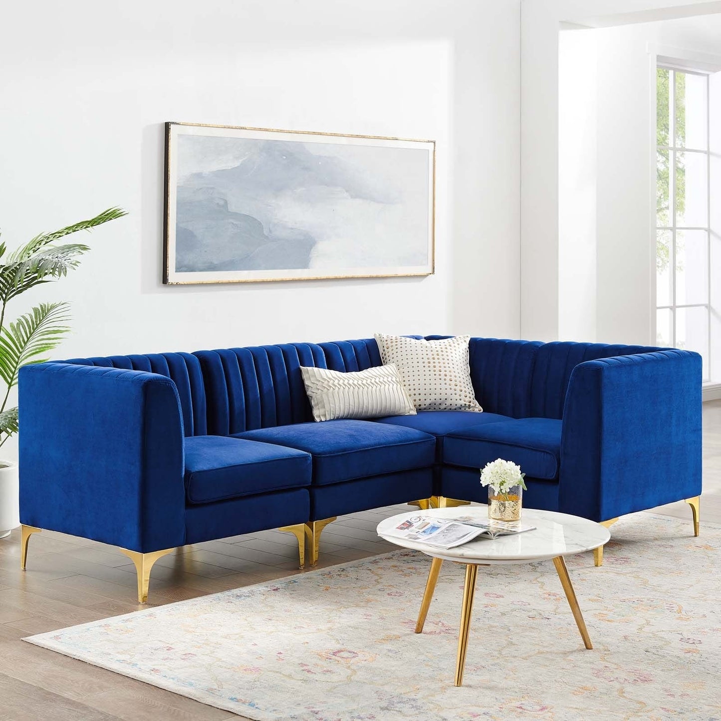 Modway Triumph Channel Tufted Performance Velvet 4-Piece Sectional Sofa | Sofas | Modishstore-10