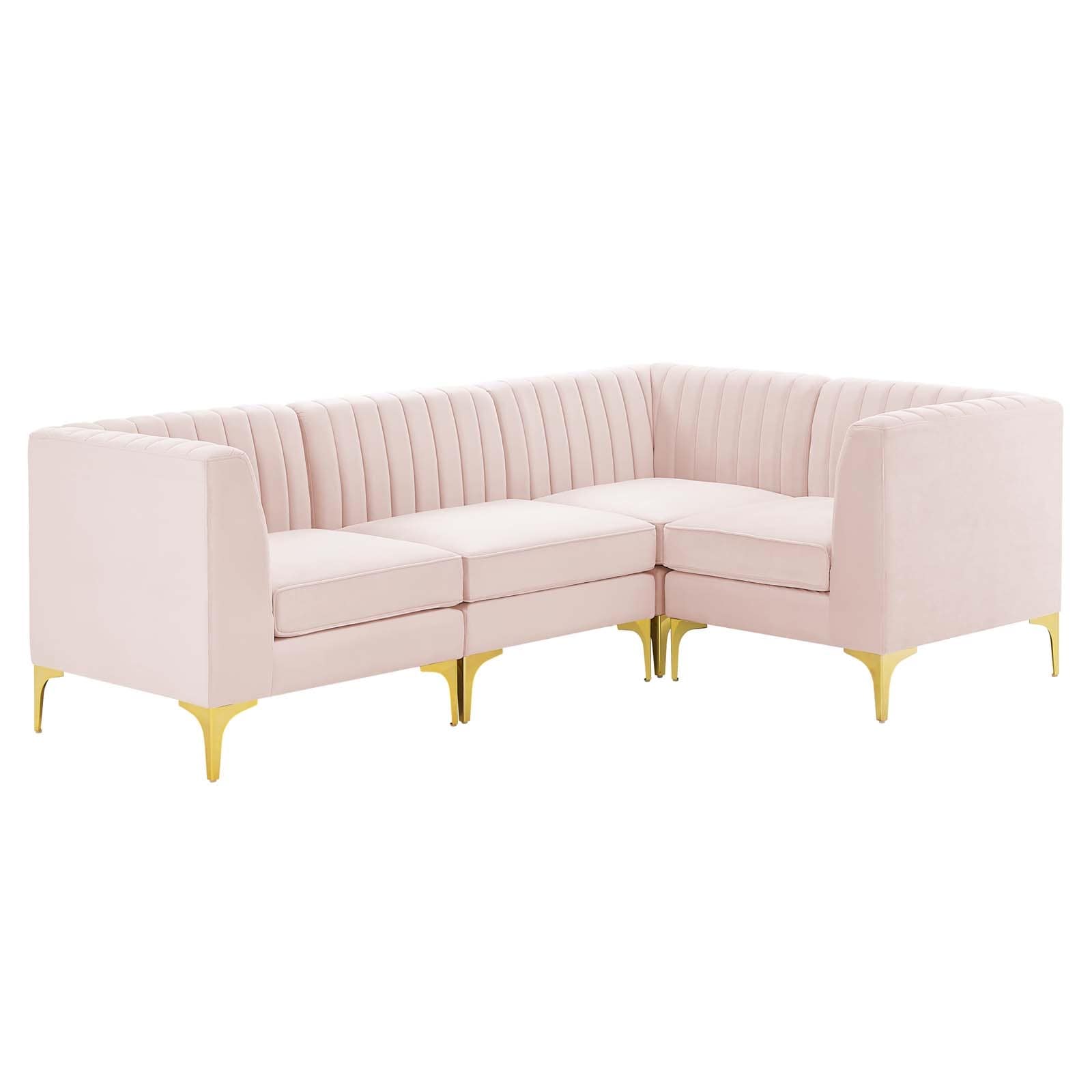 Modway Triumph Channel Tufted Performance Velvet 4-Piece Sectional Sofa | Sofas | Modishstore-19