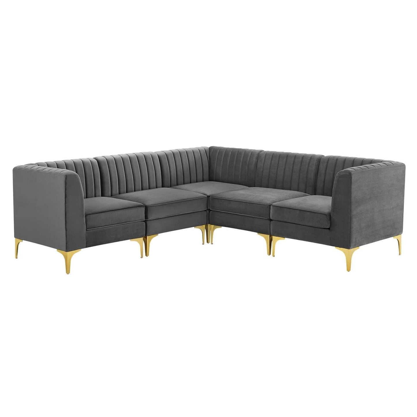 Modway Triumph Channel Tufted Performance Velvet 5-Piece Sectional Sofa-EEI-4350 | Sofas | Modishstore-2
