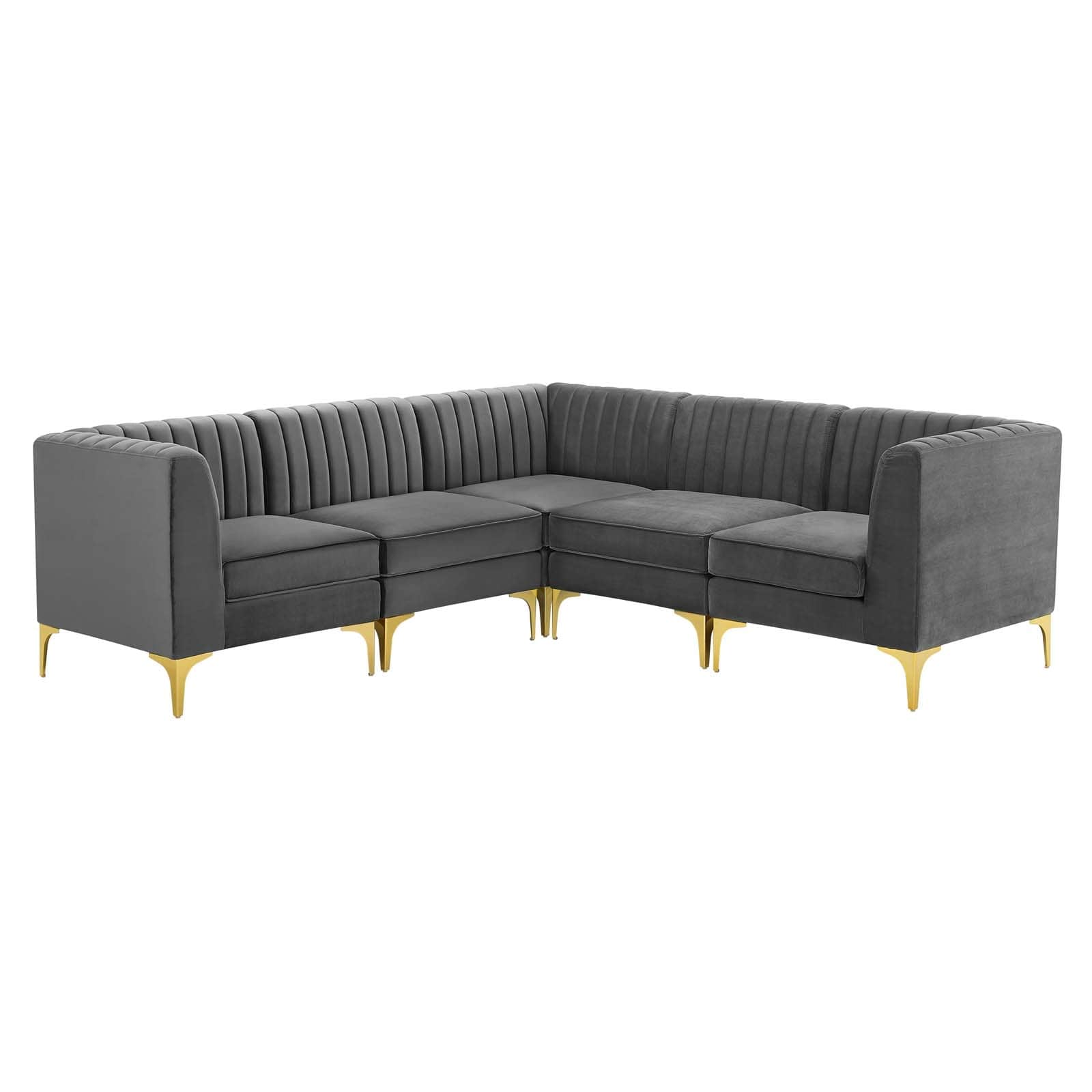 Modway Triumph Channel Tufted Performance Velvet 5-Piece Sectional Sofa-EEI-4350 | Sofas | Modishstore-2