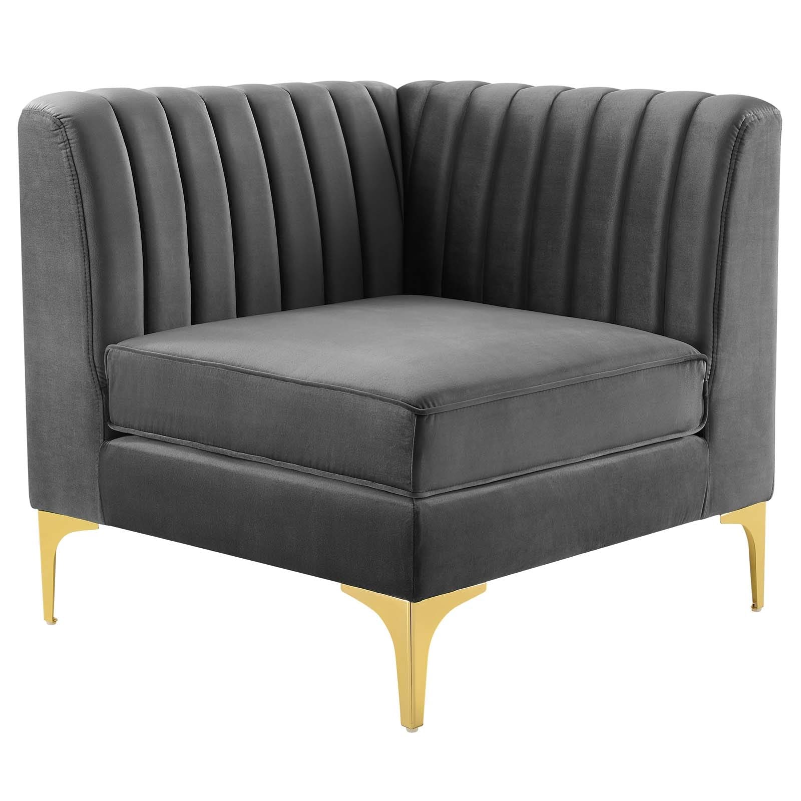 Modway Triumph Channel Tufted Performance Velvet 5-Piece Sectional Sofa-EEI-4350 | Sofas | Modishstore-3