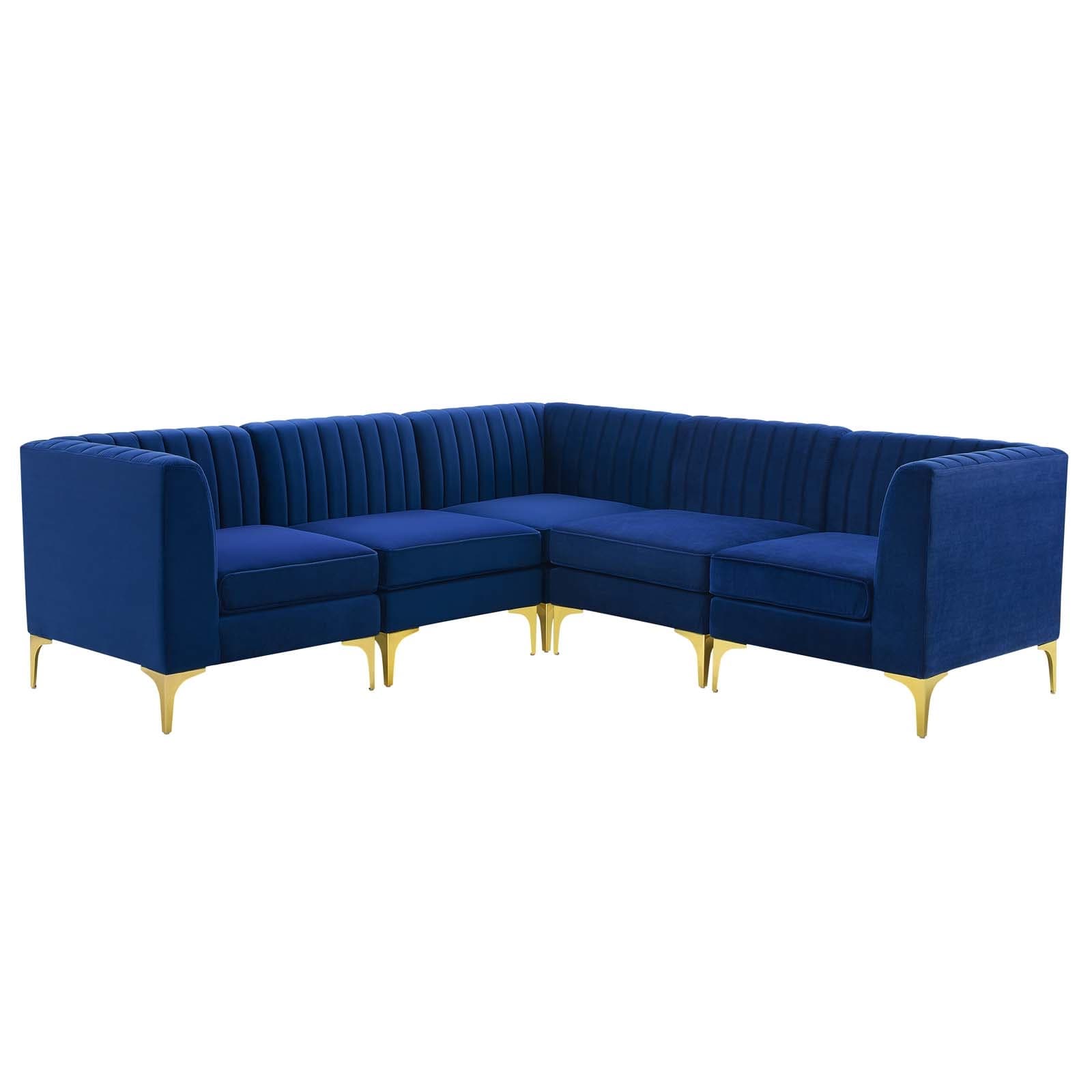 Modway Triumph Channel Tufted Performance Velvet 5-Piece Sectional Sofa-EEI-4350 | Sofas | Modishstore-10