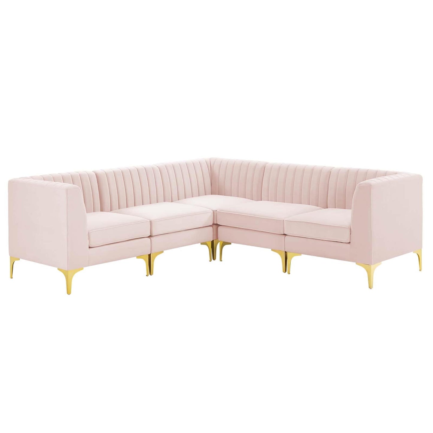 Modway Triumph Channel Tufted Performance Velvet 5-Piece Sectional Sofa-EEI-4350 | Sofas | Modishstore-18