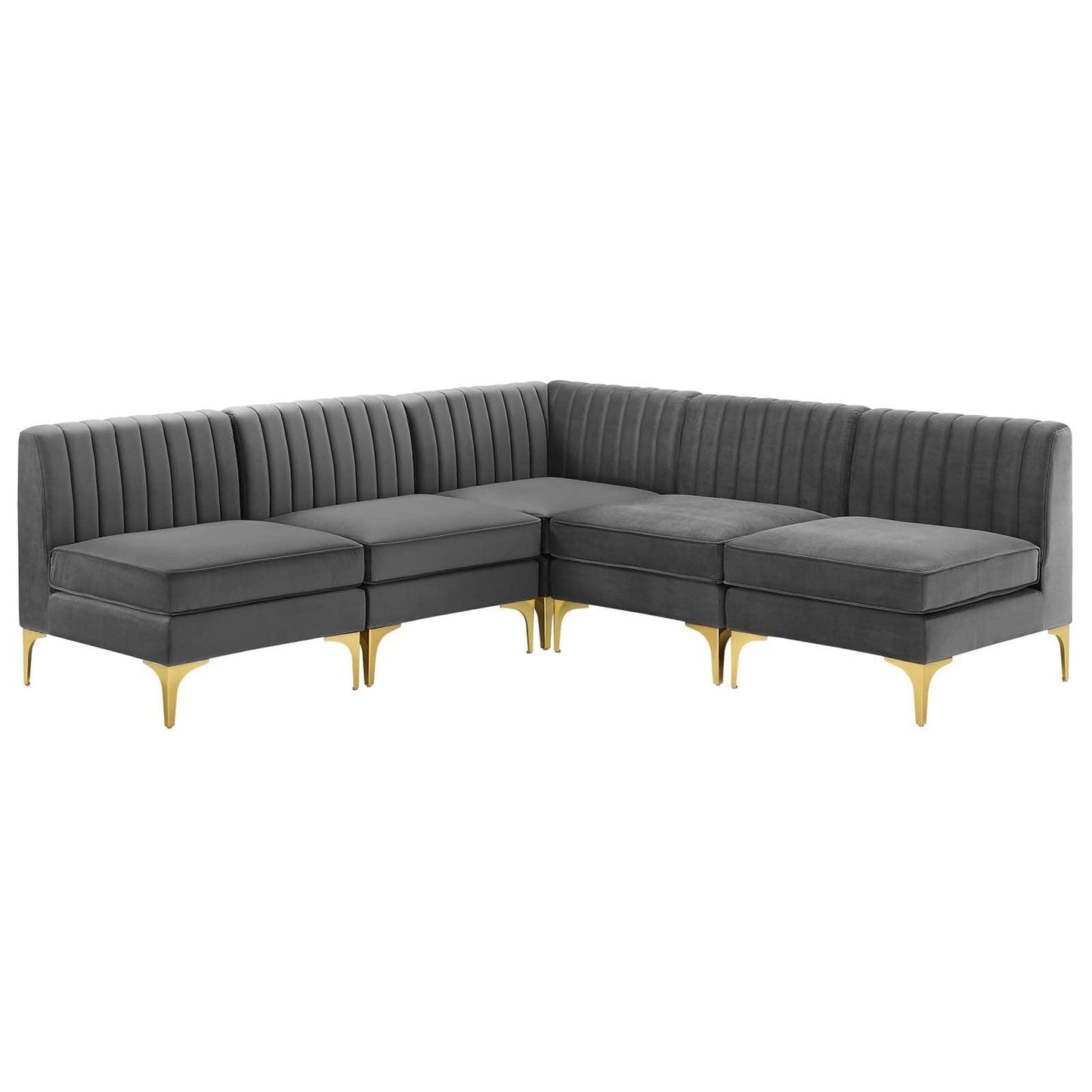 Modway Triumph Channel Tufted Performance Velvet 5-Piece Sectional Sofa | Sofas | Modishstore-2