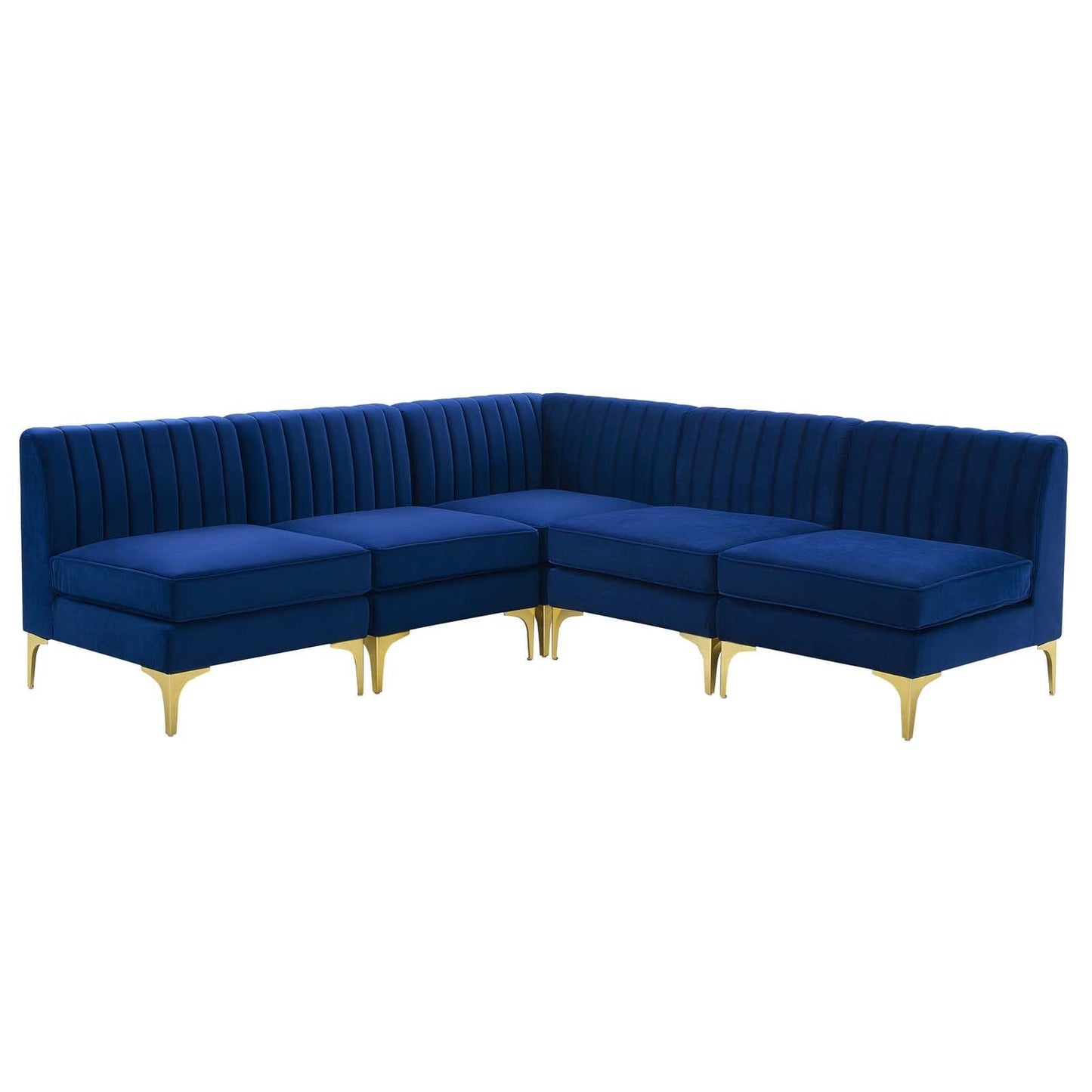 Modway Triumph Channel Tufted Performance Velvet 5-Piece Sectional Sofa | Sofas | Modishstore-8