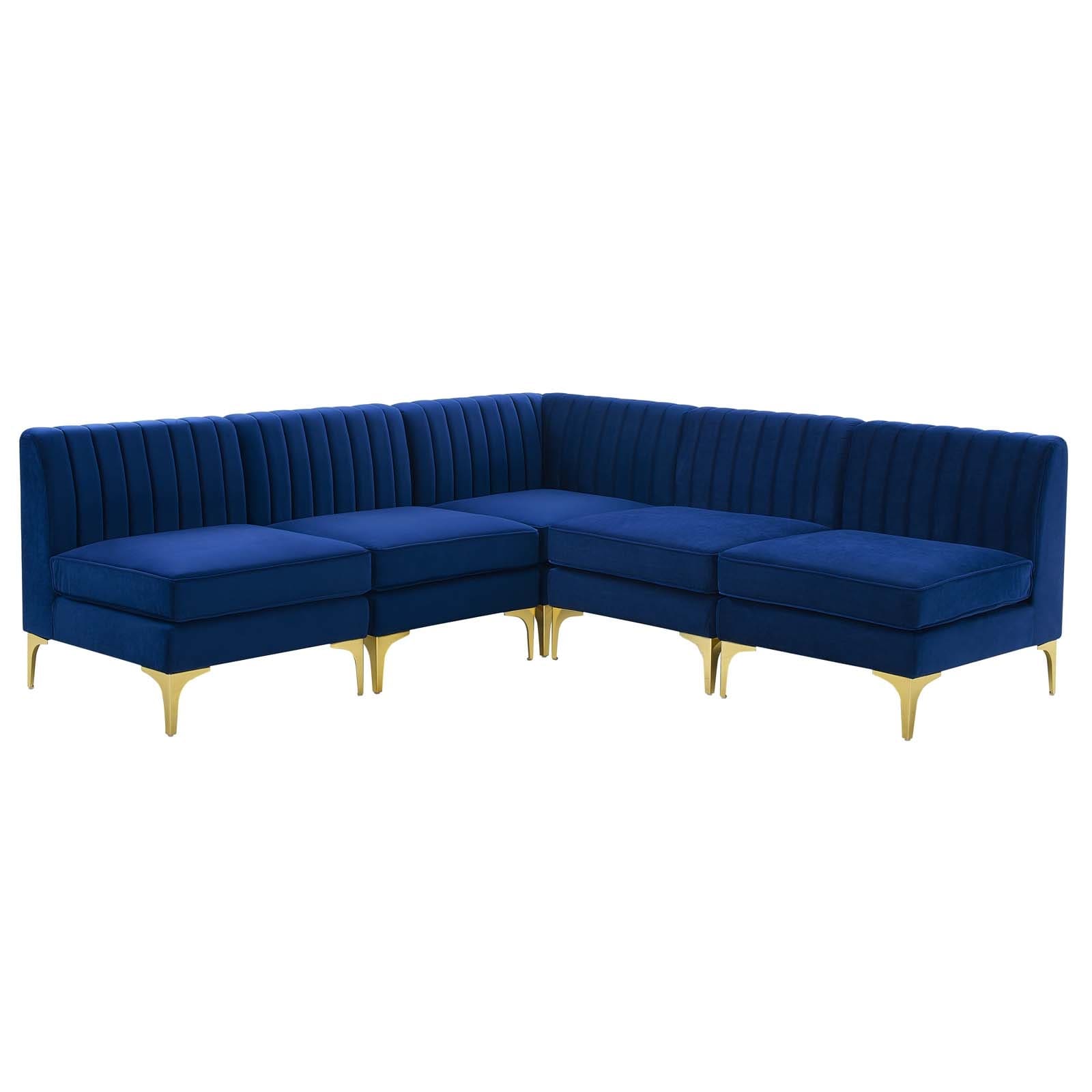 Modway Triumph Channel Tufted Performance Velvet 5-Piece Sectional Sofa | Sofas | Modishstore-8