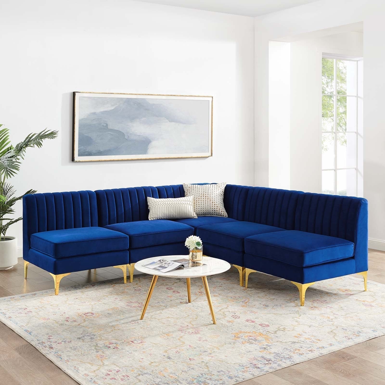 Modway Triumph Channel Tufted Performance Velvet 5-Piece Sectional Sofa | Sofas | Modishstore-7