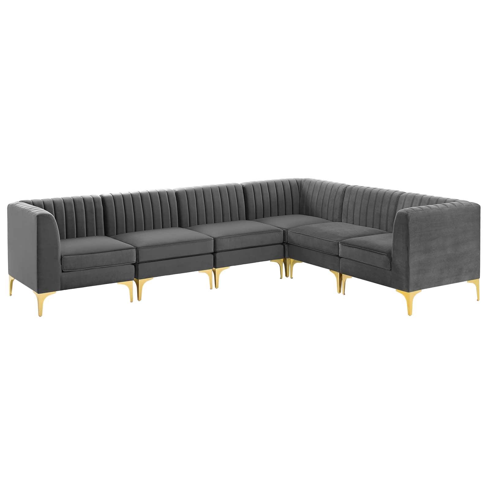 Modway Triumph Channel Tufted Performance Velvet 6-Piece Sectional Sofa | Sofas | Modishstore-2
