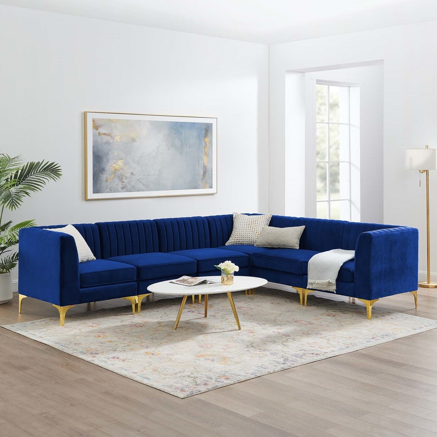 Modway Triumph Channel Tufted Performance Velvet 6-Piece Sectional Sofa | Sofas | Modishstore-9
