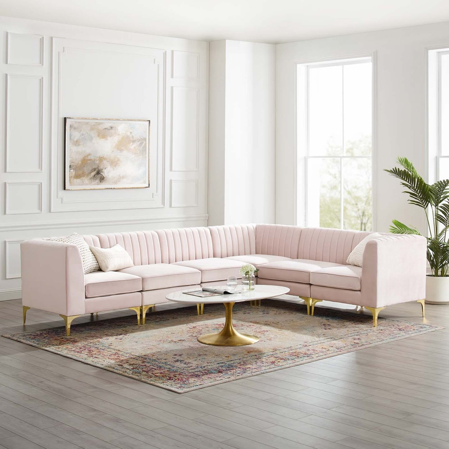 Modway Triumph Channel Tufted Performance Velvet 6-Piece Sectional Sofa | Sofas | Modishstore-18
