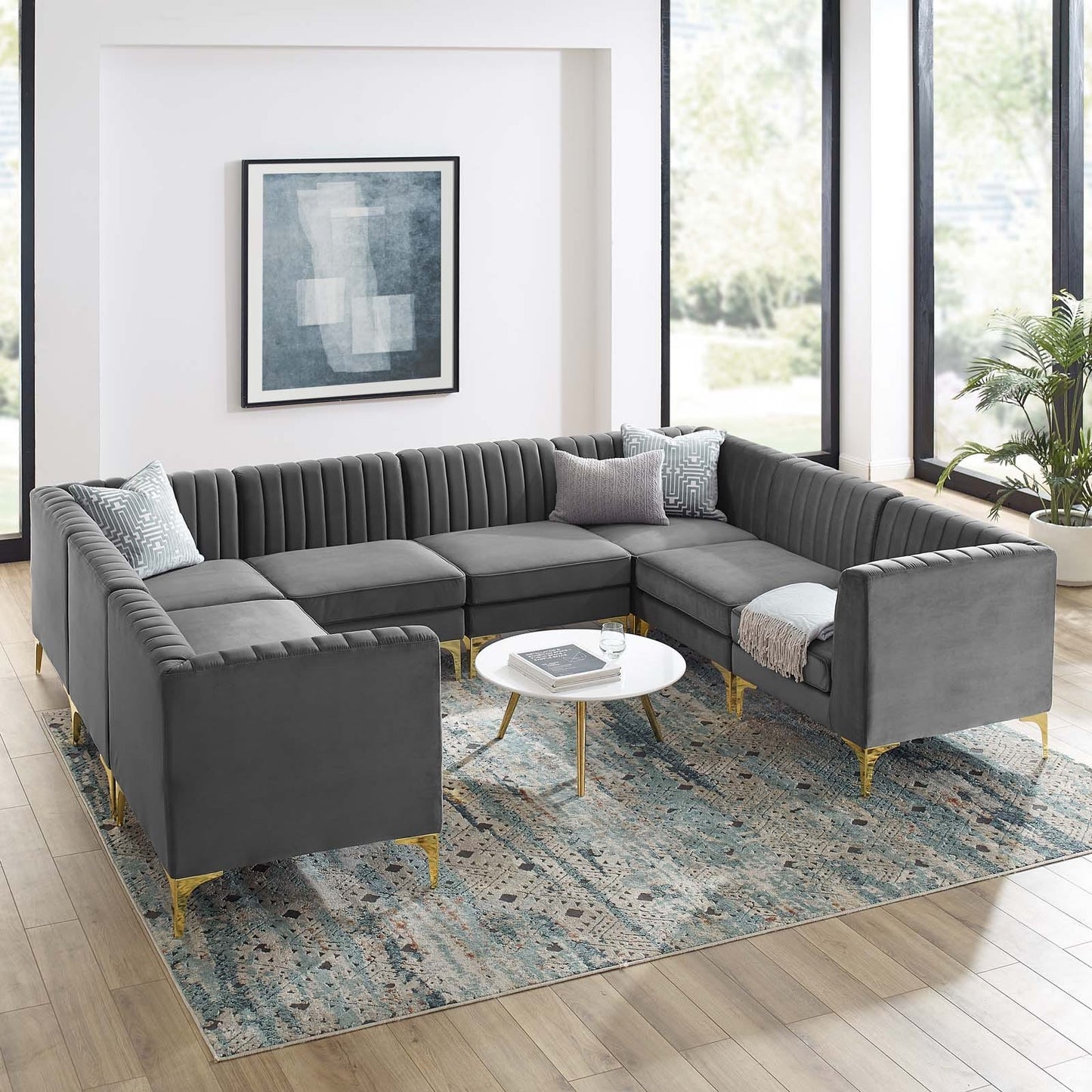 Modway Triumph Channel Tufted Performance Velvet 8-Piece Sectional Sofa | Sofas | Modishstore