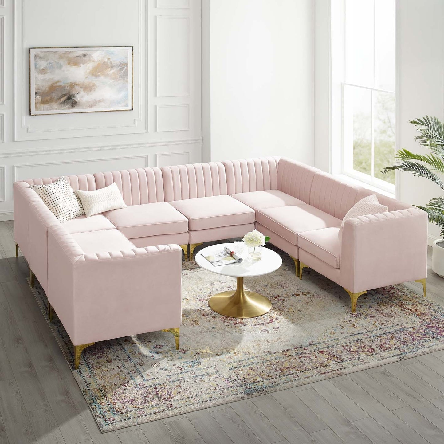 Modway Triumph Channel Tufted Performance Velvet 8-Piece Sectional Sofa | Sofas | Modishstore-19