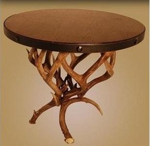 Antlerworx Large Round Top Mule Deer Antler End Table (ET-1)