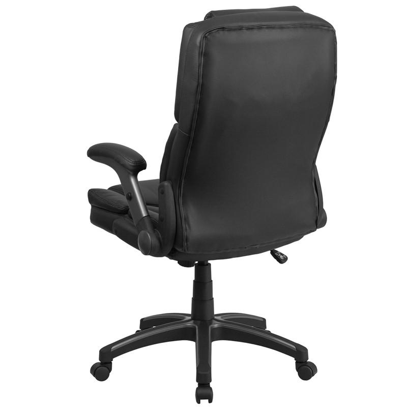 Flash Furniture Extreme Comfort High Back Black Leather Executive Swivel Office Chair With Flip-Up Arms