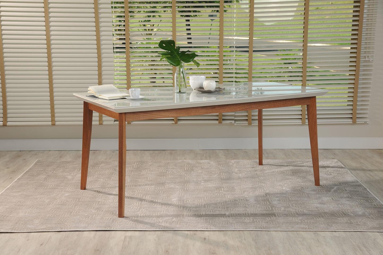 Manhattan Comfort Lillian 62.99" Modern Glass Top Dining Table