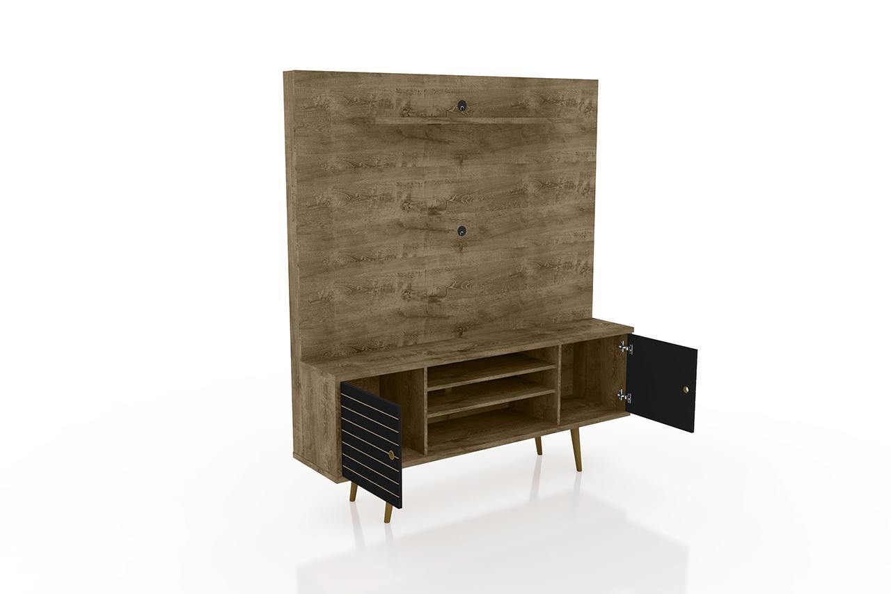 Manhattan Comfort Liberty 63" Freestanding Entertainment Center with Overhead shelf