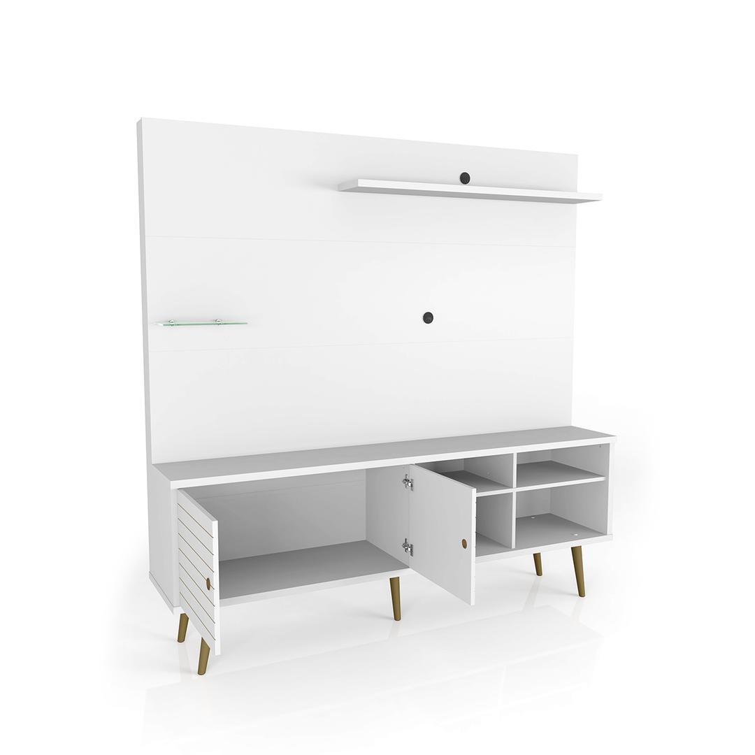 Manhattan Comfort Liberty 70.87" Freestanding Entertainment Center with Overhead shelf