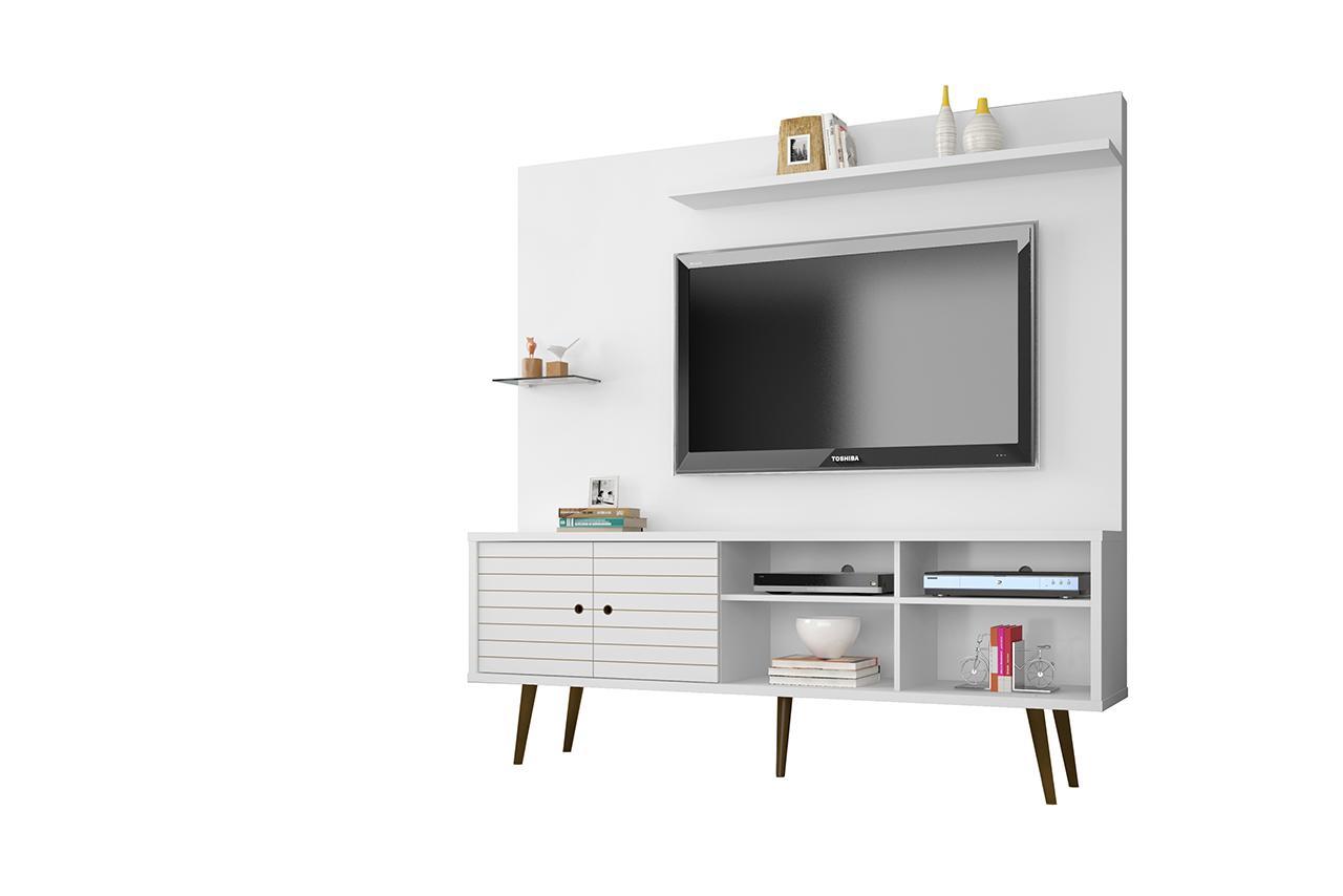 Manhattan Comfort Liberty 70.87" Freestanding Entertainment Center with Overhead shelf