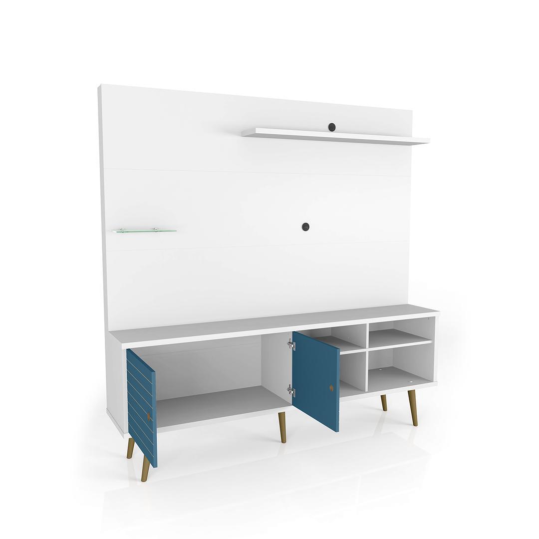 Manhattan Comfort Liberty 70.87" Freestanding Entertainment Center with Overhead shelf