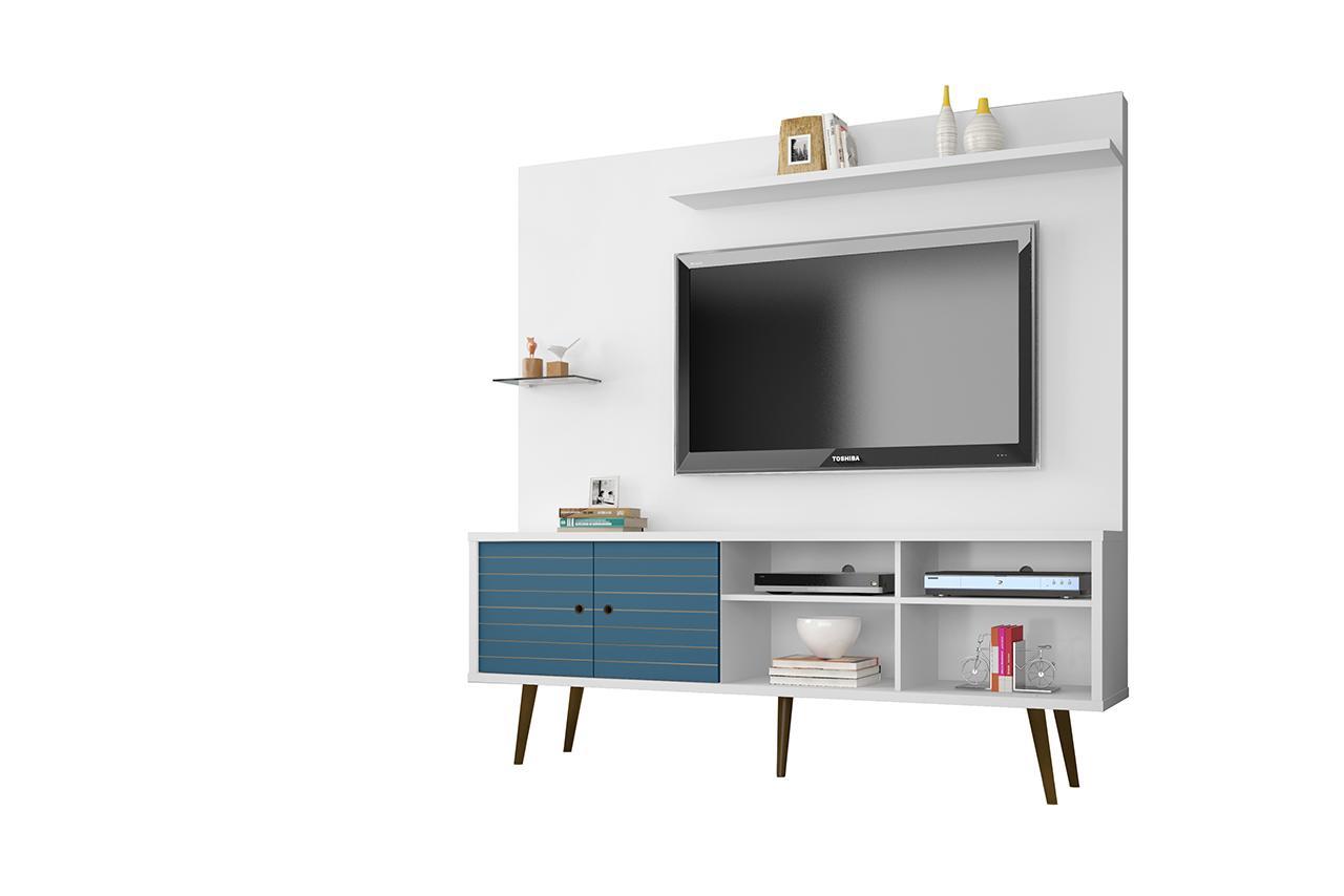 Manhattan Comfort Liberty 70.87" Freestanding Entertainment Center with Overhead shelf