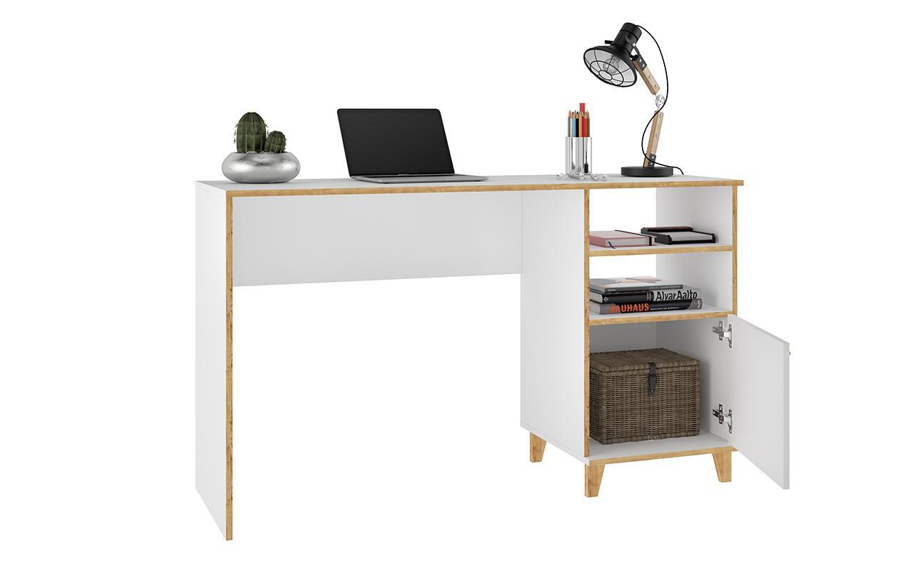 Manhattan Comfort Minetta 2-Shelf Mid Century Office Desk