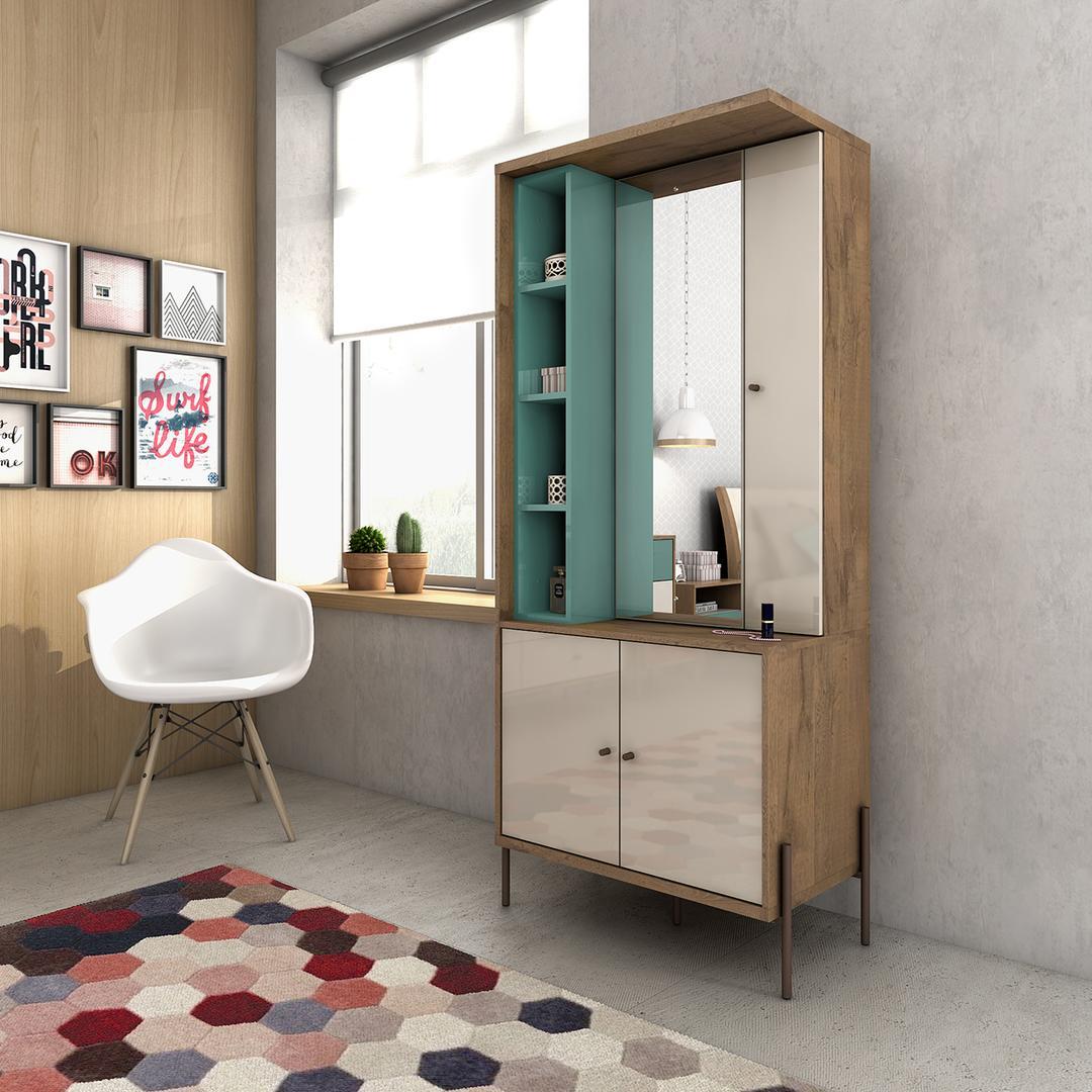 Manhattan Comfort Joy Vanity Jewelry Armoire with Mirror