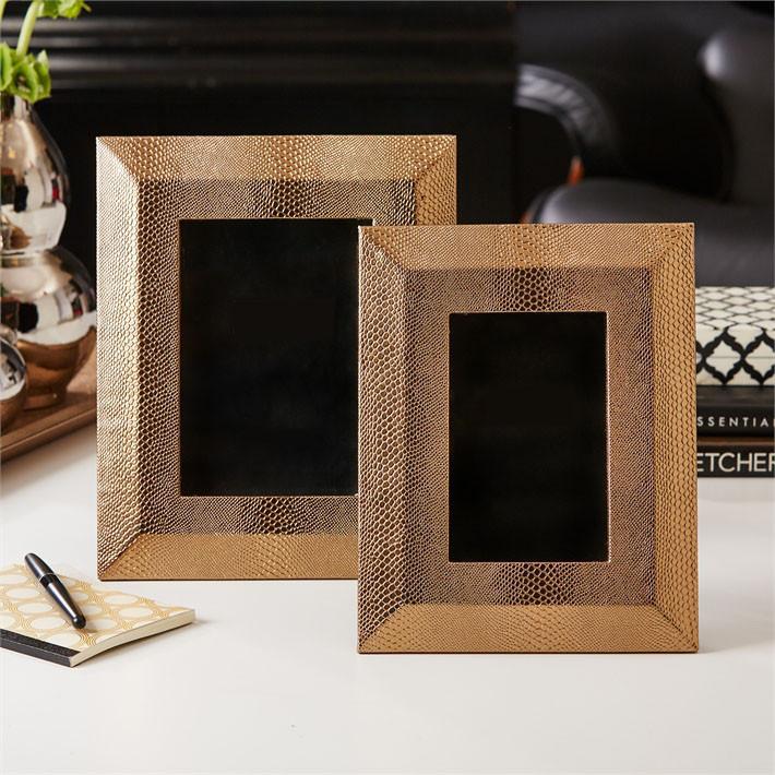 Tozai Home S/2 Photo Frames Bronze Shagreen Vegan Leather