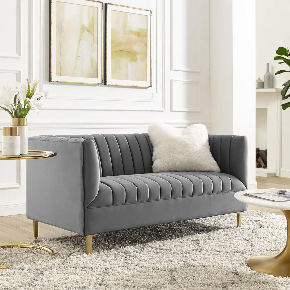 Modway Shift Channel Tufted Performance Velvet Loveseat | Loveseats | Modishstore-8
