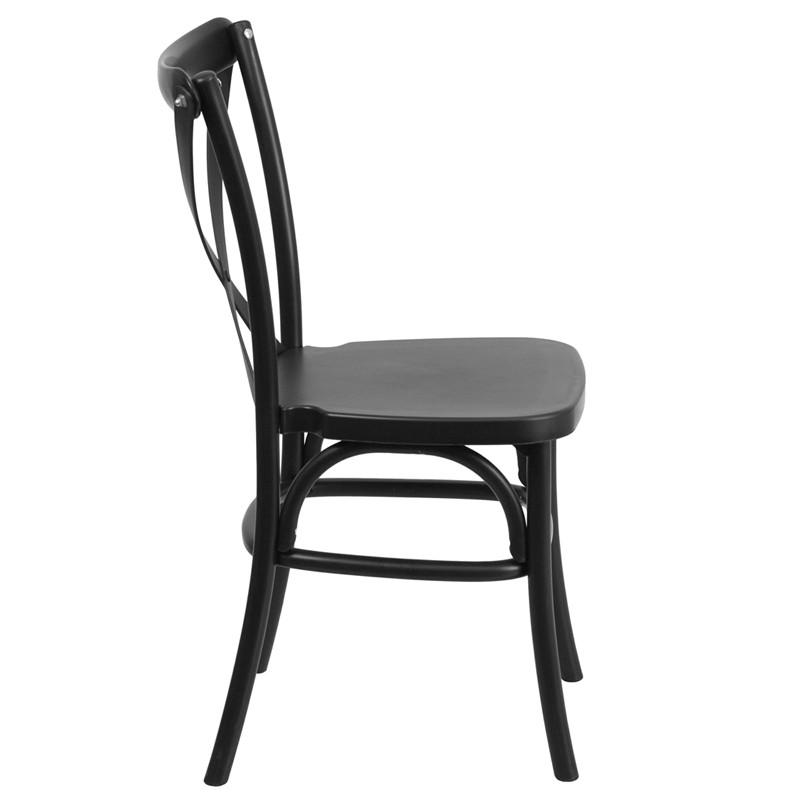 Flash Furniture Hercules Series Resin Indoor-Outdoor Cross Back Chair With Steel Inner Leg