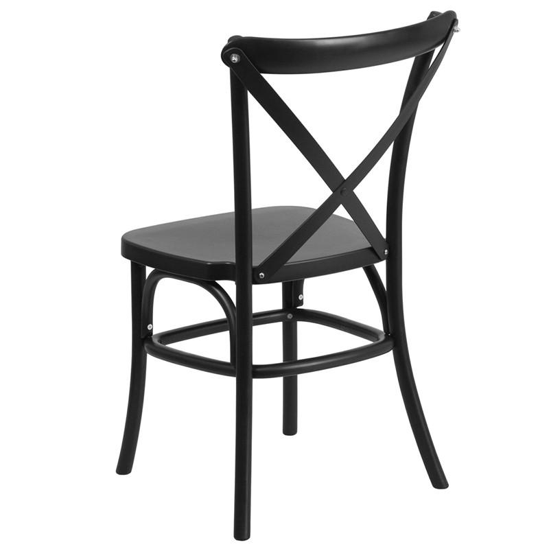 Flash Furniture Hercules Series Resin Indoor-Outdoor Cross Back Chair With Steel Inner Leg