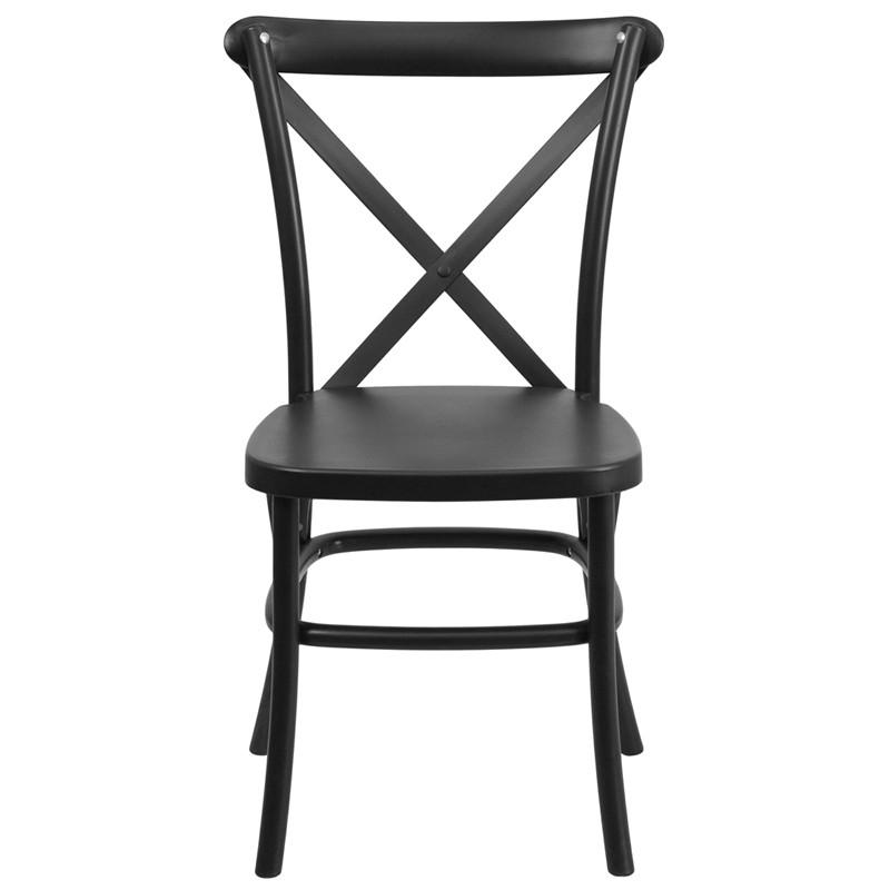 Flash Furniture Hercules Series Resin Indoor-Outdoor Cross Back Chair With Steel Inner Leg