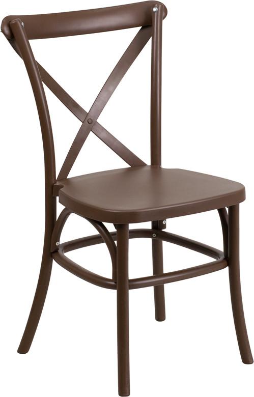 Flash Furniture Hercules Series Resin Indoor-Outdoor Cross Back Chair With Steel Inner Leg