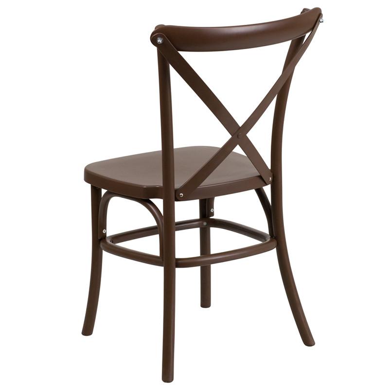 Flash Furniture Hercules Series Resin Indoor-Outdoor Cross Back Chair With Steel Inner Leg