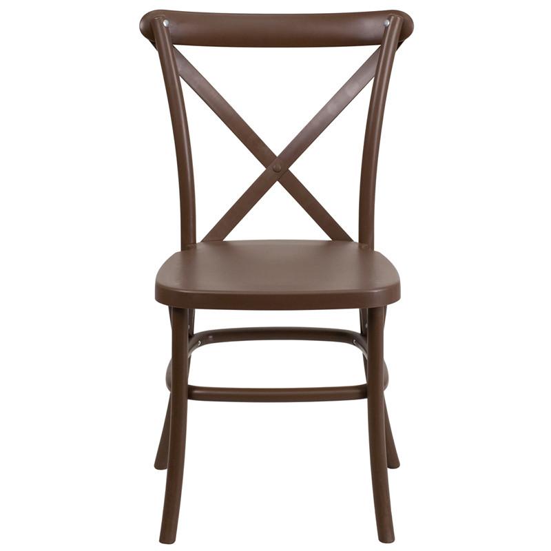 Flash Furniture Hercules Series Resin Indoor-Outdoor Cross Back Chair With Steel Inner Leg