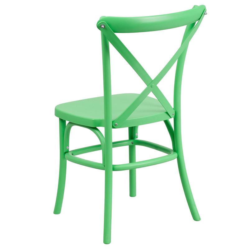 Flash Furniture Hercules Series Resin Indoor-Outdoor Cross Back Chair With Steel Inner Leg