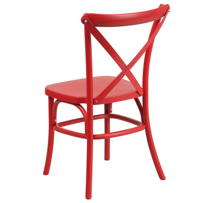 Flash Furniture Hercules Series Resin Indoor-Outdoor Cross Back Chair With Steel Inner Leg