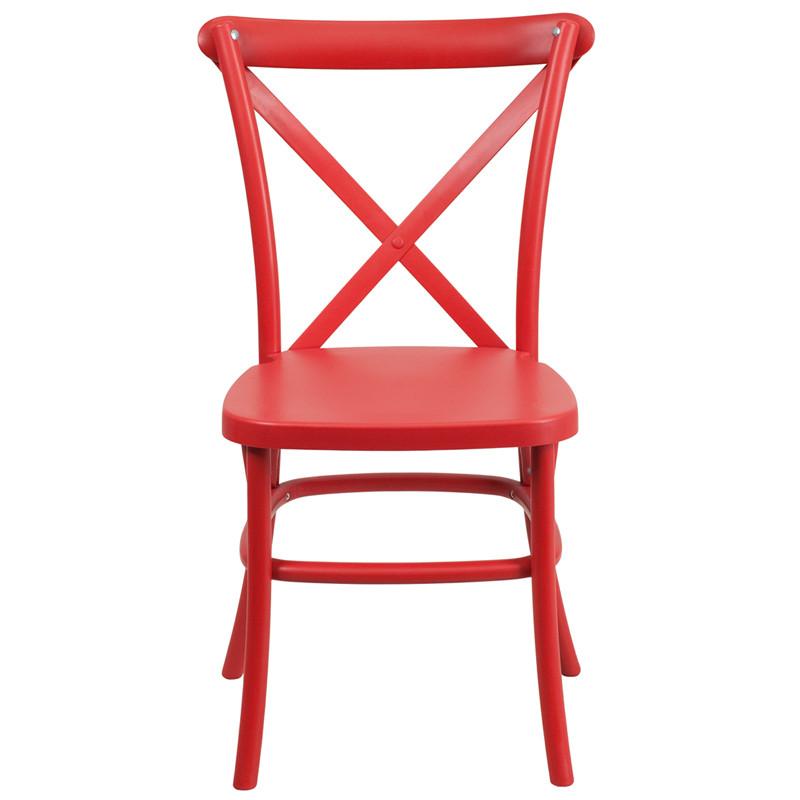 Flash Furniture Hercules Series Resin Indoor-Outdoor Cross Back Chair With Steel Inner Leg